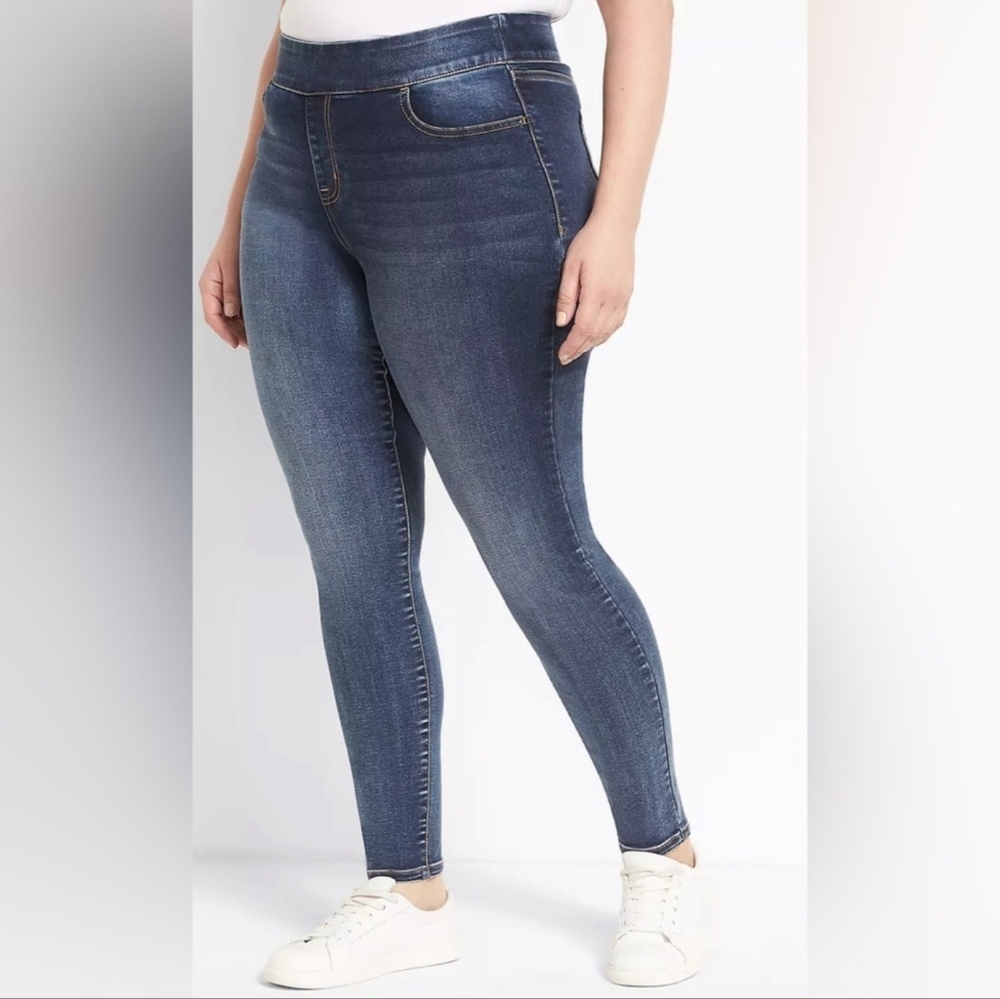 Lane Bryant High Rise Medium Wash Pull On Jeggings Size 26
